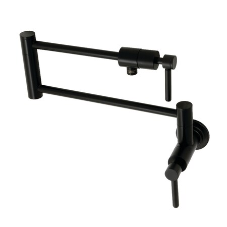 Kingston Brass KS4100DL Concord Wall Mount Pot Filler, Matte Black KS4100DL